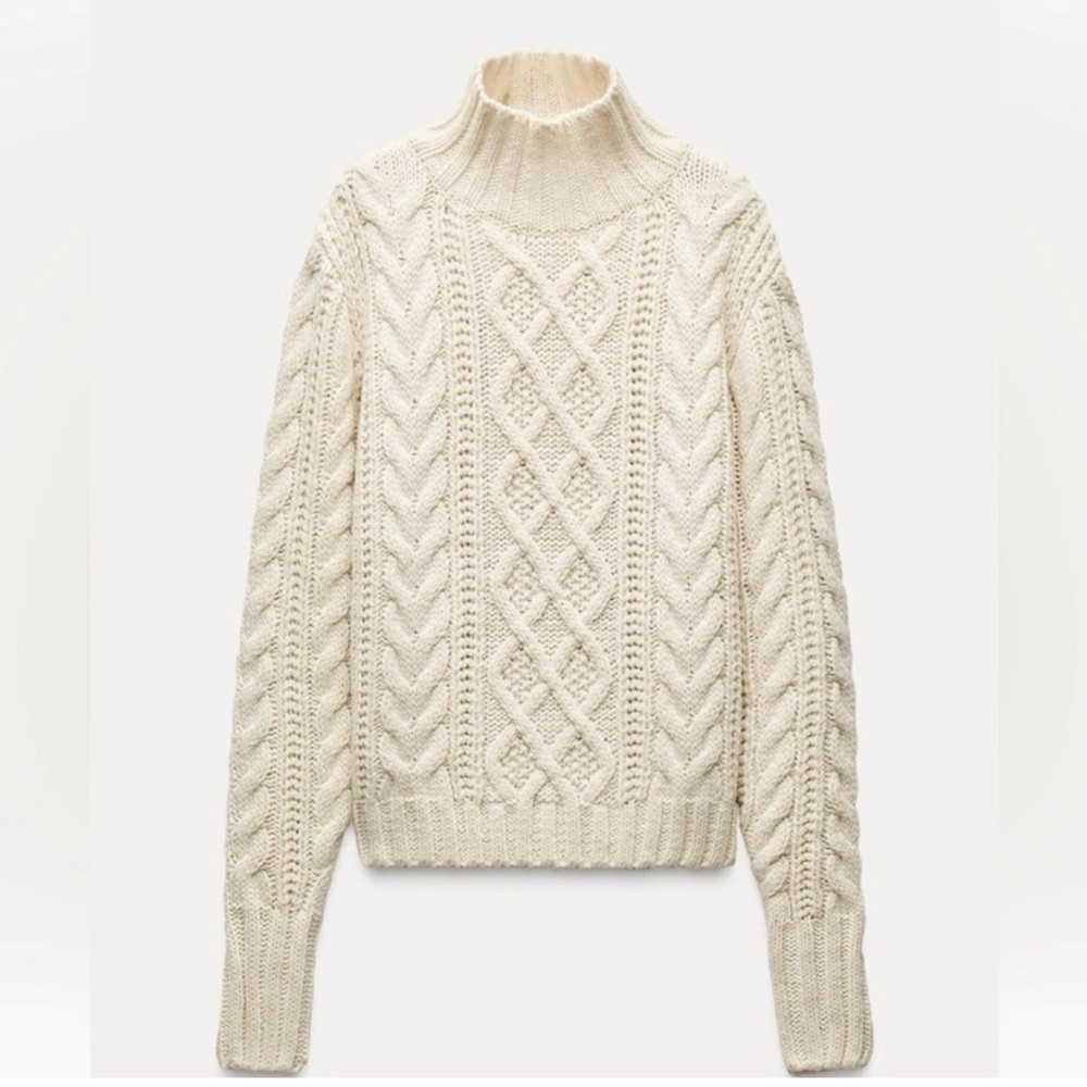 Zara Cable Knit Sweater wool blend